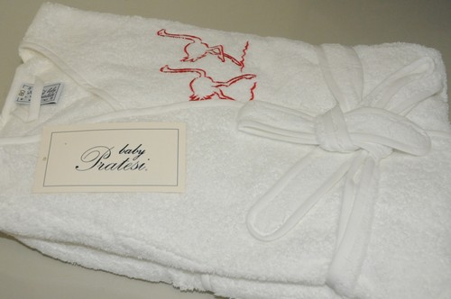 $550 NEW White BABY KIDS PRATESI Embroidery Terry Bath Girls Boys Robe 80 8 10 - Picture 3 of 11