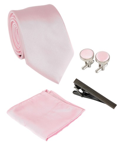 Juego de regalo formal de 4 piezas con corbata de satén liso para boda para hombre 5 opciones de color - Imagen 2 de 36