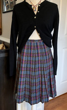 Vintage 70s Koret of California Wool Skirt Pleated Plaid Size 10 24" Waist 