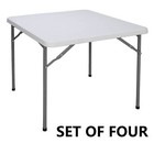 4pcs Multipurpose Square Folding Table Garden Beach Family Picnic White  3ft 