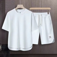 Men Short Sets Outfits Short Sleeve Muscle Tee Shorts Summer 2 Piece Tracksuit