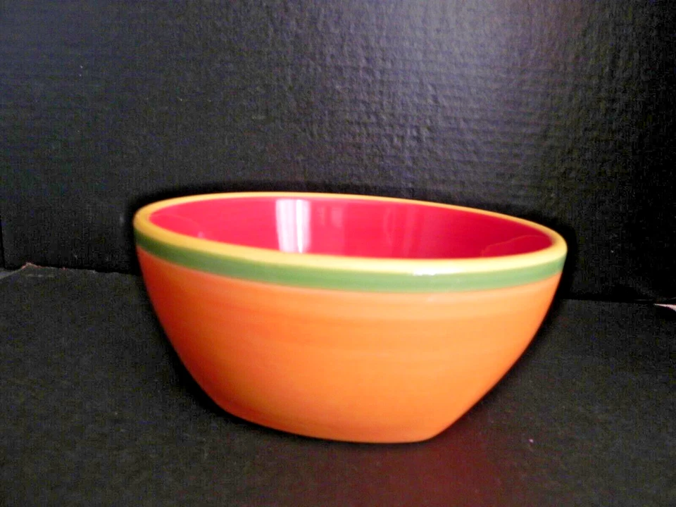 Juego de 4 tazones de sopa/cereal pintados a mano Caribe Aruba Orange por Dansk (se muestra 1) Foto 2 de 3