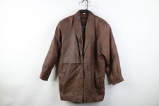 Vintage 90s Streetwear Womens Medium Distressed Leather Lined Jacket Coat Brown