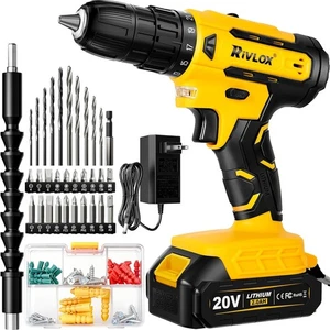 21V Power Drill Set, Cordless Drill with Battery and Charger (Green, 1 Battery)