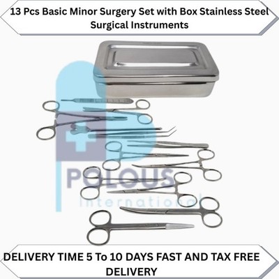 13 basic minor surgery set with box stainless steel surgical instruments