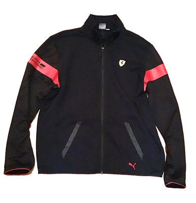 Puma Scuderia Ferrari Jogger Jacket Men's XL Navy Blue with Black and Red Sleeve