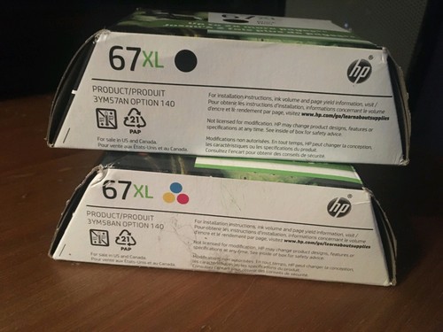 HP 67XL Black & Tricolor Ink Set 3YP31BN 3YM57AN 3YM58AN Genuine OEM Retail Box - 第 2/5 張圖片