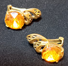 Rare Vintage Hollycraft 1952 Orange Topaz Rhinestone Necklace Clip Earrings Set — photo 5