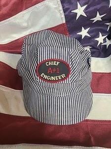 Vintage Chief  Engineer  Stripped Train Hat 7  1/4