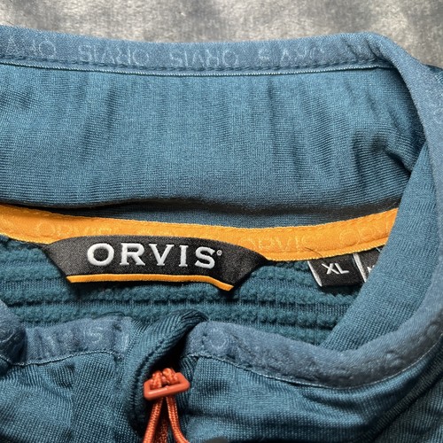 Orvis Horseshoe Hills Fleece 1/4 Reißverschluss Pullover Herren XL blau Waffel Strick Tech EUC - Bild 4 von 11