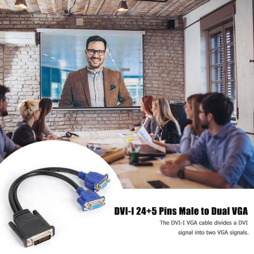 25cm 24+5 Pin DVI-I Male to Dual VGA Female 15 Pin Video Cable Adapter Splitter - Bild 8 von 12