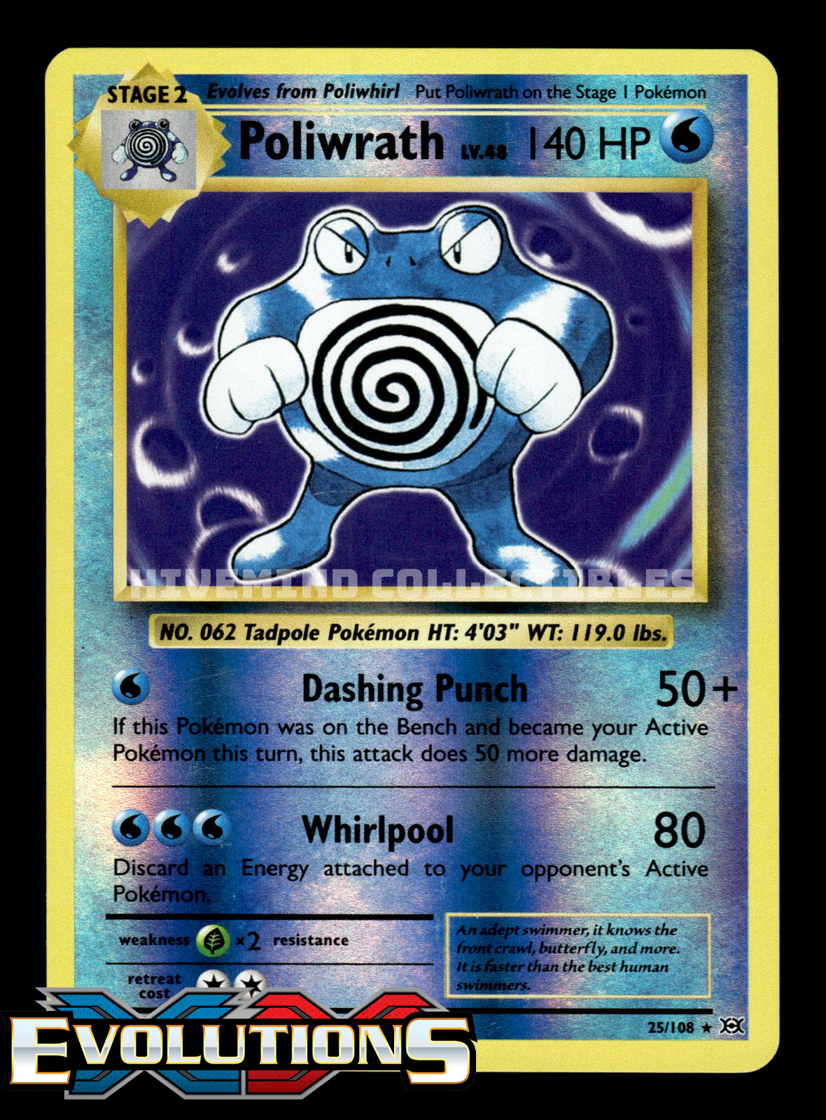 Poliwrath 25/108 XY Evolutions Reverse Holo Pokemon Card
