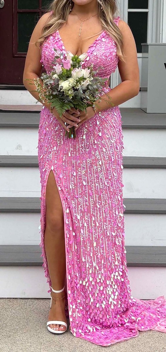 sherri hill pink beaded dress Sherri Hill 57599 - Long Sheath Dress