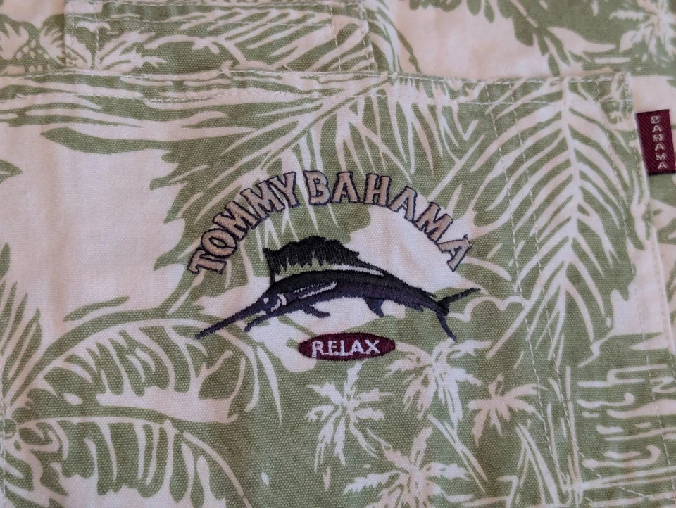 Tommy Bahama Full Length Chef's Apron Green Palm Tree Print - Image 3 of 4