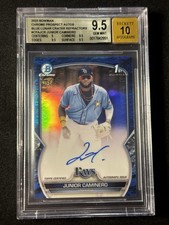 JUNIOR CAMINERO 2023 Bowman-Chrome Prospect Auto BLUE Lunar Crater /150 BGS 9.5
