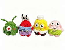 4Pcs Handmade Knit Keychains, Kawaii Bag Charm Pendant Set