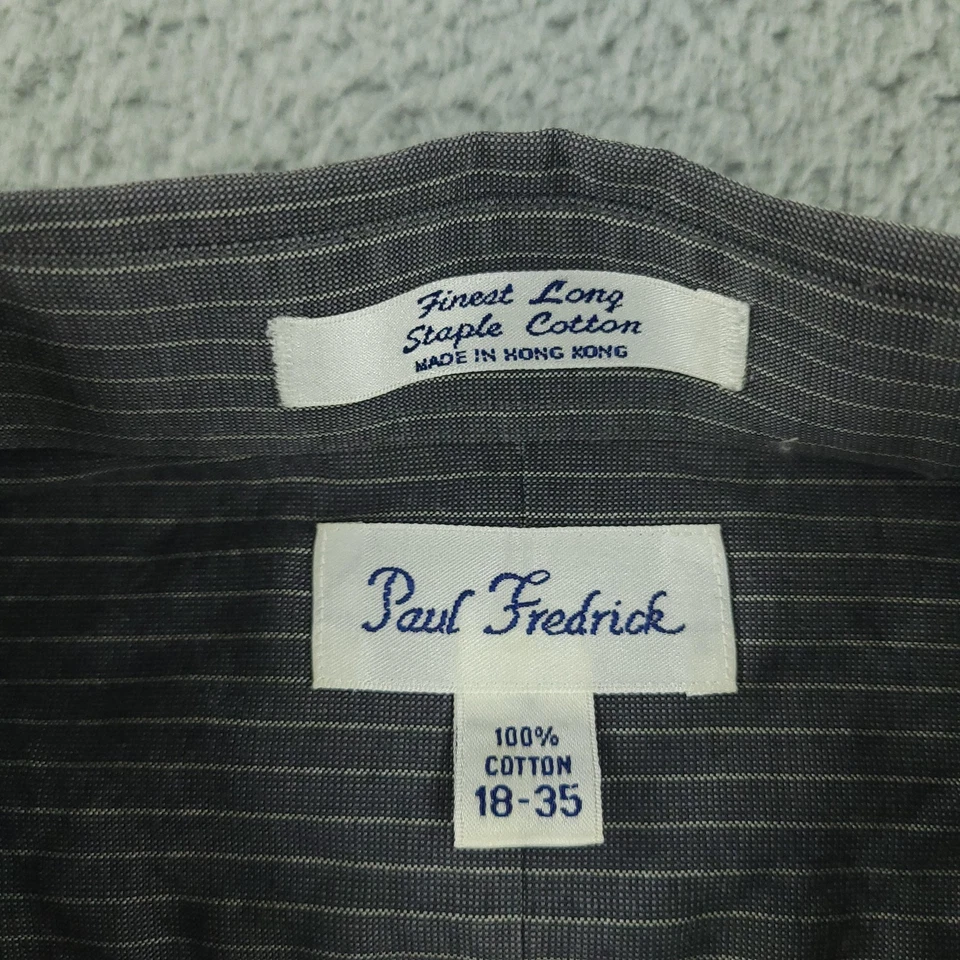 Paul Fredrick Shirt Mens 18-35 Gray Pinstripe Long Sleeve 100% Cotton Dress - Image 4 of 4