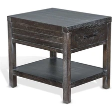 Sunny Designs Dundee 22" Transitional Mindi Wood End Table in Dark Brown