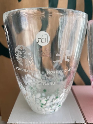 Starbucks Tsugaru Vidro Glass Set White Pink Handmade Artisan Design - Picture 3 of 5