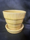 Vintage McCoy ( Rare Yellow) Flower Pot Planter Attached Saucer 1950’s