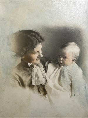RPPC Mother and Child Boy Hand Colored Real Photo  Rockmart Georgia 1910s