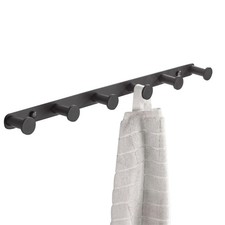 Black Towel Hook Bathroom Wall Rack 6 Hooks Matte Coat Robe Hanger Mount