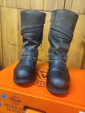 Milwaukee Leather MBM9063 Mens Distressed Brown Motorcycle Engineer Size 11.5