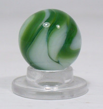 941 Vintage Swirl Marble CAC, Alley, Champion. White, Clear and Green Swirls