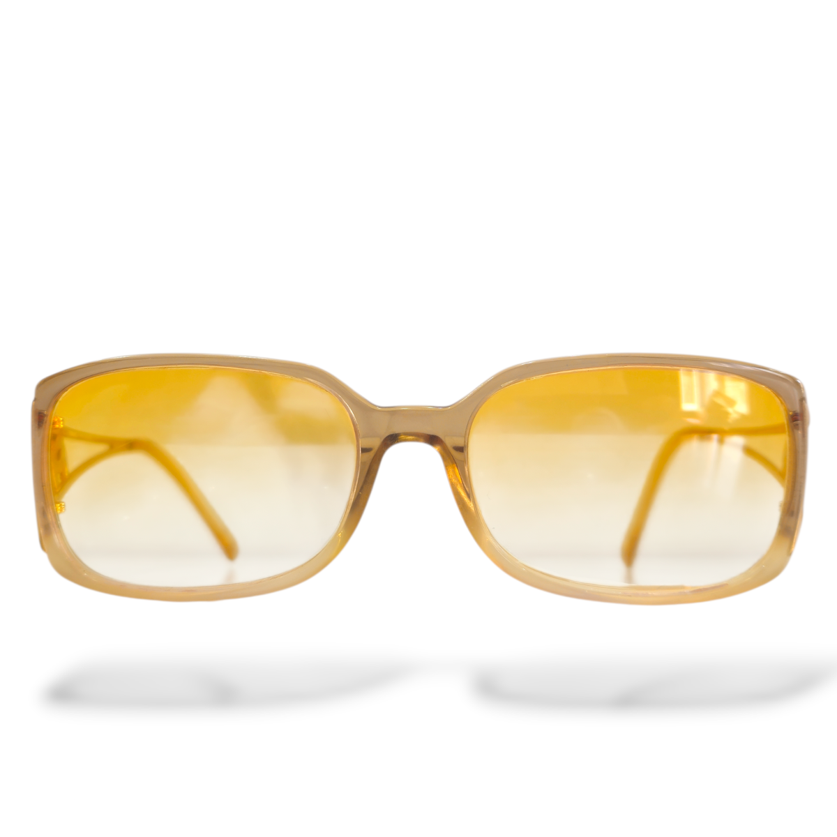 Vintage Chanel rectangular Sunglasses Y2K CC Logo narrow GOLD 3068