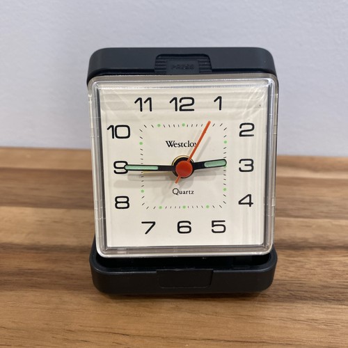 Westclox Travelite Quartz Analog Battery Clock Compact Folding Travel Case 47374