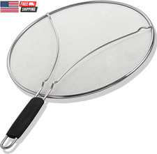 Splatter Screen for Frying Pan 13 Inch Stainless Steel Grease Splatter Guard - C