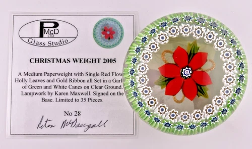 Peter McDougall 2005 L.E. Christmas Paperweight Signed/Labeled With Certificate