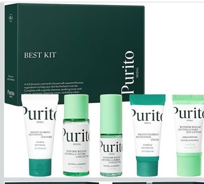Purito Seoul Best Kit 5-Piece Korean Skincare Travel Set with Toner Serum Cream