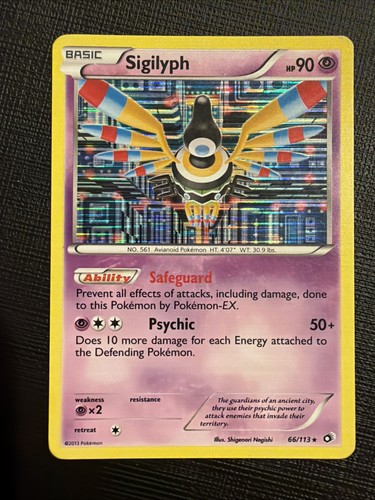 Sigilyph 66/113 Holo Rare Legendary Treasures Pokemon Lightly/MP