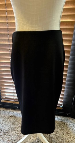 Vince Camuto Black Midi Pencil Skirt with gold zip In Back Size S/M - Picture 3 of 10