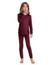 Kids 100 Merino Wool Long Underwear Thermal Set 7-8,190-Burgundy