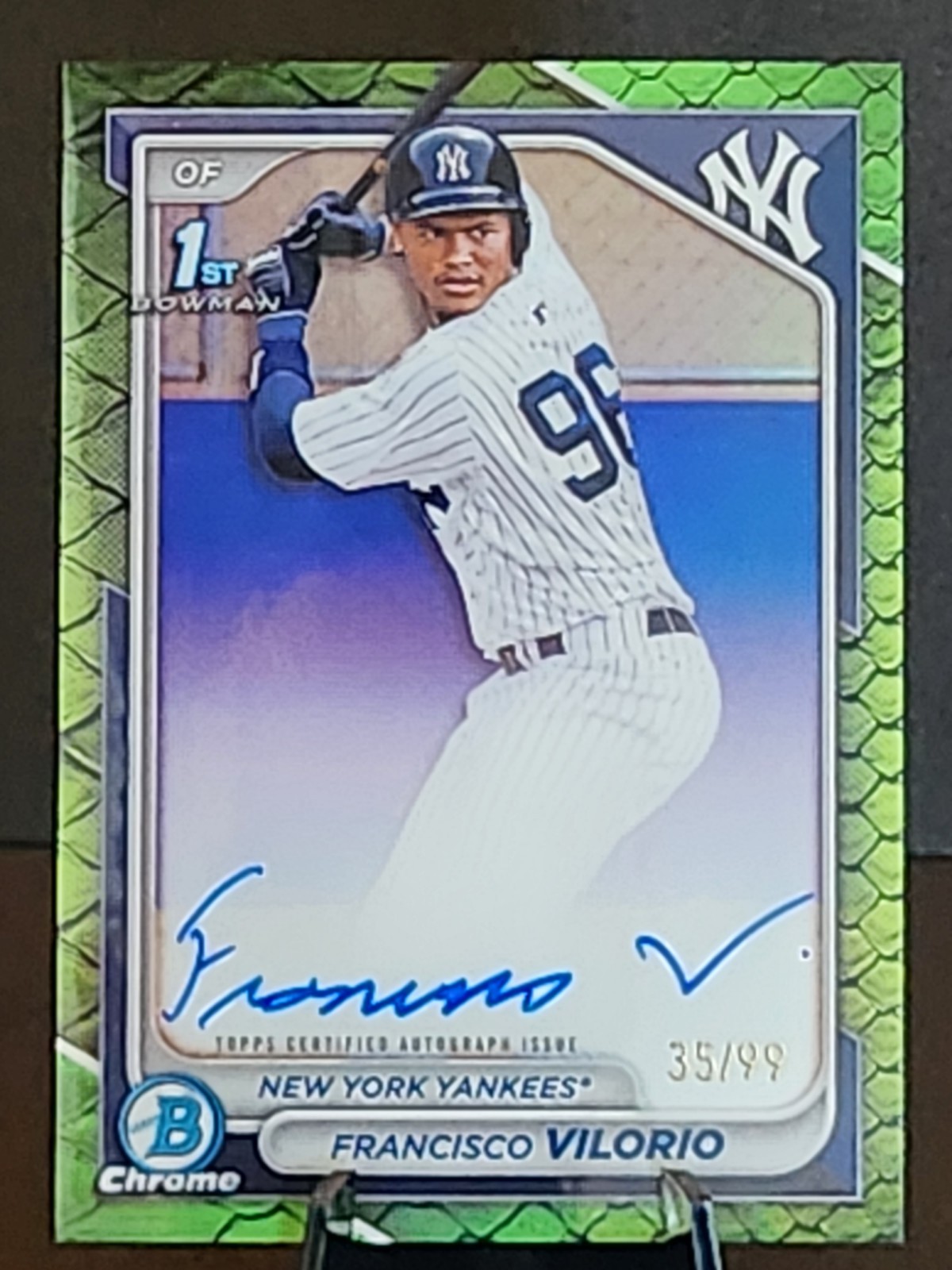 2024 Bowman Chrome 1st Green Reptilian Auto Francisco Vilorio /99 🔥 Yankees
