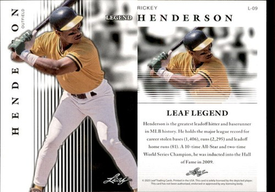 #ad #ad 2025 LEAF quot;LEGENDquot; RICKY HENDERSON L 09 OAKLAND ATHELETICS $4.70