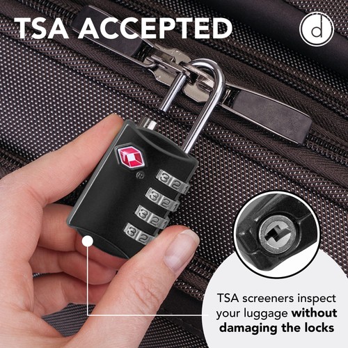 TSA Locks for Luggage, 2-Pc Durable Steel Padlock, Keyless Easy to Read 4-Dig... - Picture 3 of 7
