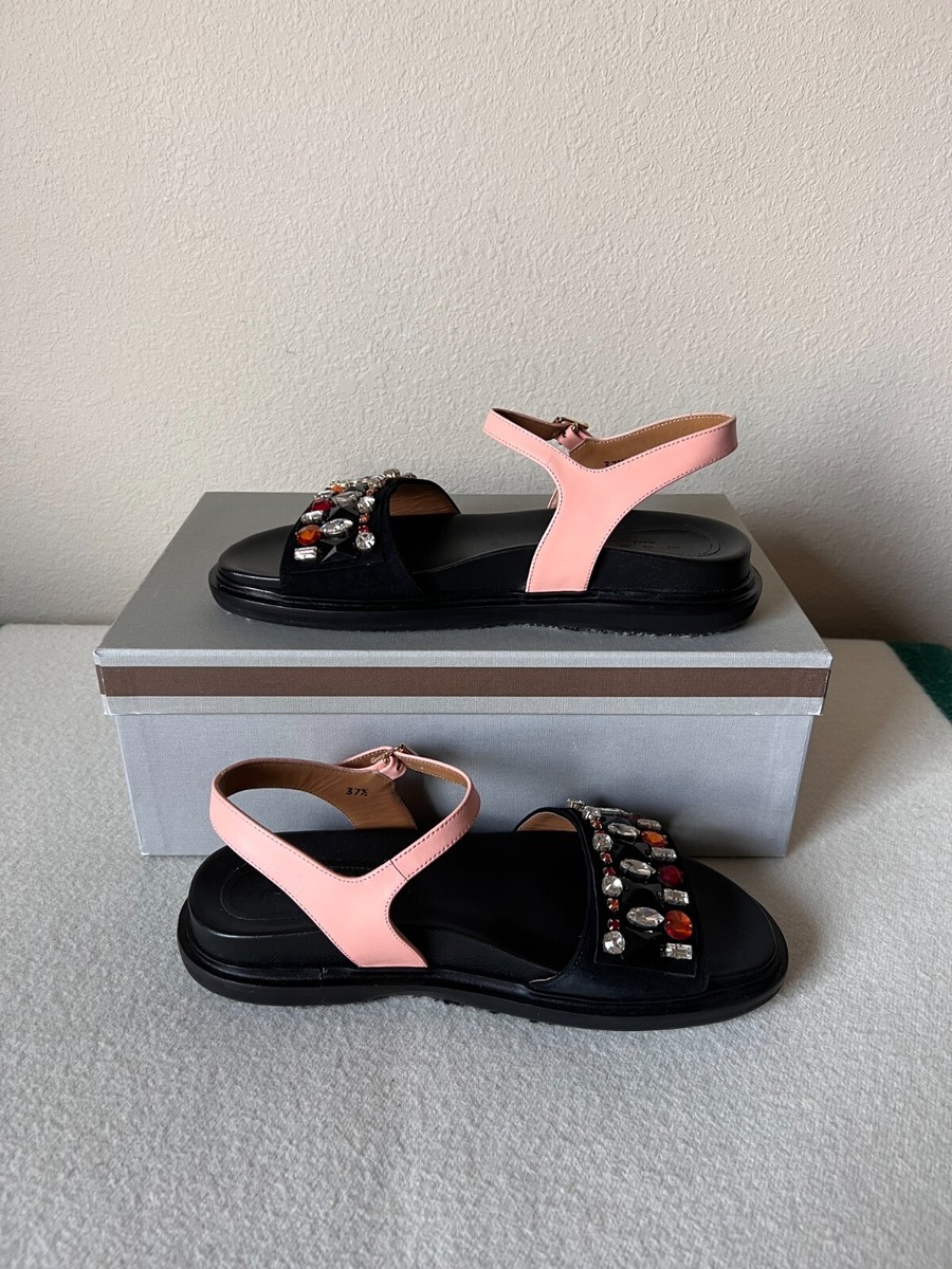 Marni Jeweled Fussbet Sandals - Size 37.5 - Black Coral