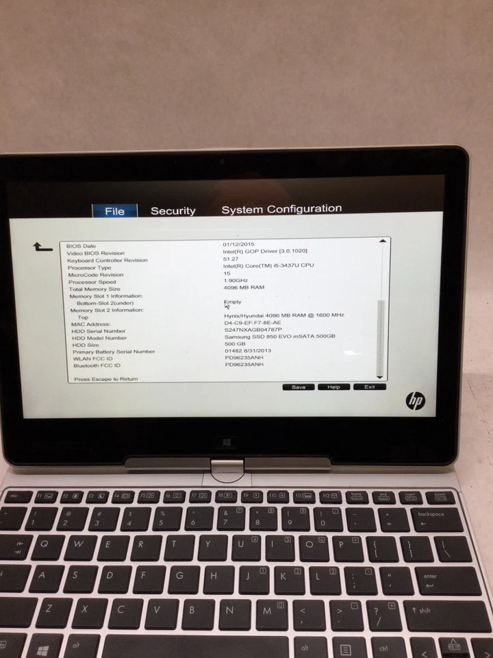 HP EilteBook 810 G1 11.6" Laptop Intel i5-3437U 1.9 Ghz 4GB RAM NO HDD NO OS -DW - Image 3 of 4