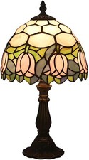 Tiffany Table Lamp Blue Stained Glass Style Luxurious Nightstand Read...