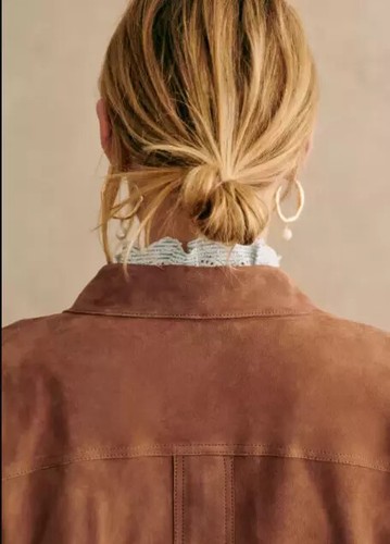Women's Brown Suede Leather Jacket Casual Real Leather Suede Shirt Style Jacket - Picture 3 of 13