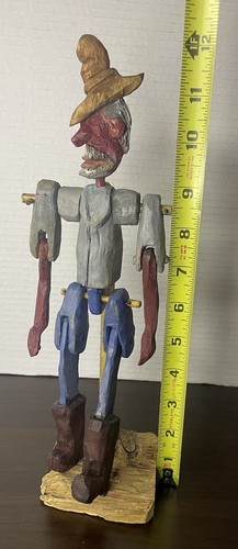 Vintage Handcarved Wooden Old Man Cowboy Figurine Articulated Limbs 12” - Picture 10 of 13