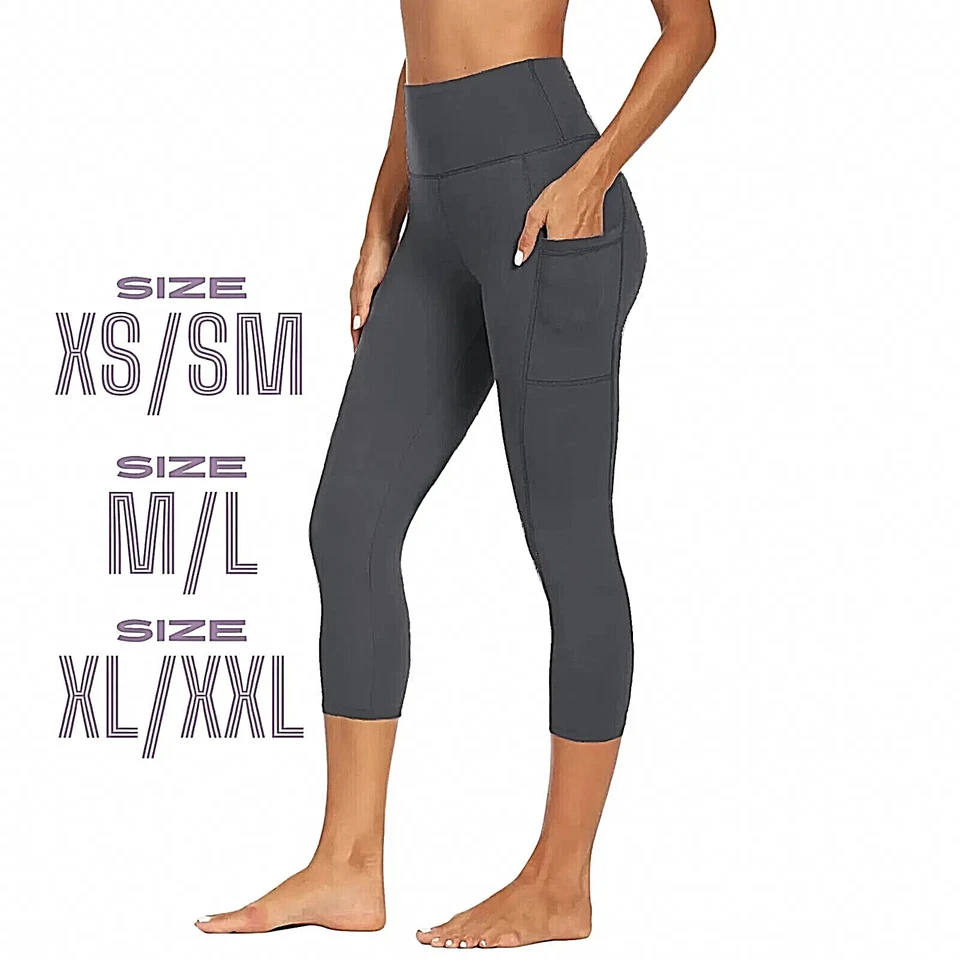 Mujer Cintura Alta 3/4 Largo/Capri/Corto/Gimnasio/Yoga/Correr Leggings+Bolsillos Foto 3 de 4