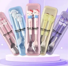 Sanrio tableware set figure Silicone Handle fork and spoon