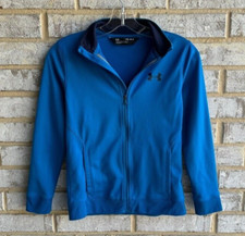 Under Armour Teal Blue Loose Fit Full Zip Polyester Jacket Boy's Size M.