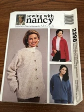 McCall's Pattern 2298 Sewing with Nancy Misses' Unlined Jacket Uncut All Sizes