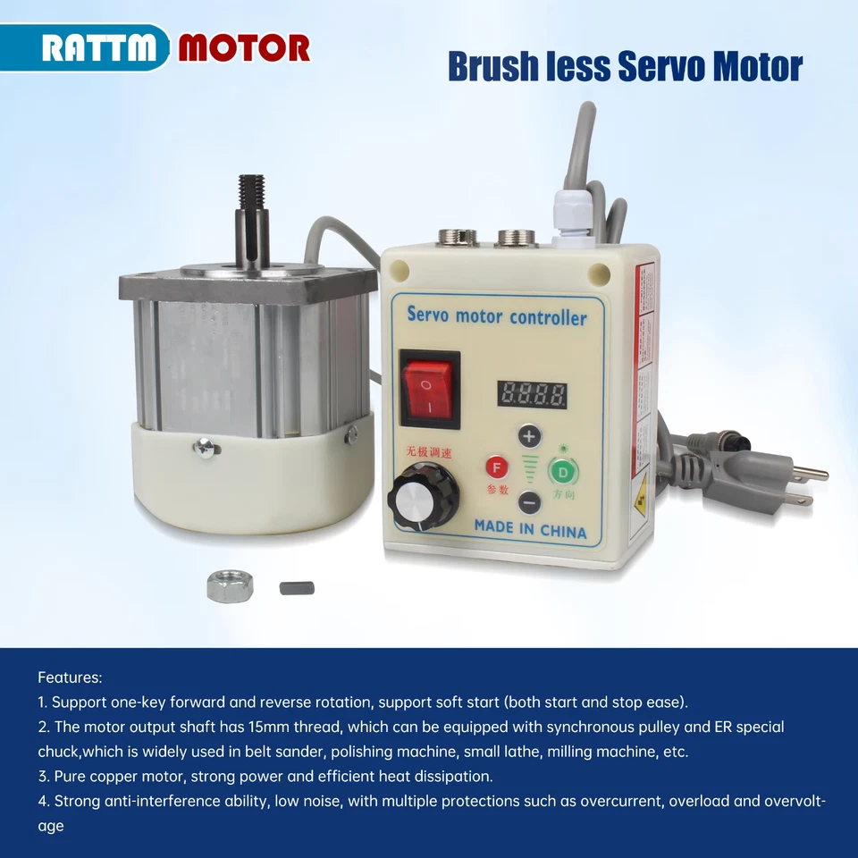 550W 750W 1100W 1.5KW 2.2KW Brushless AC Servo Motor Speed Controller CNC Kit - Image 2 of 4