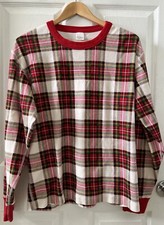 Hanna Andersson Adult Unisex Long Sleeve Pajamas Top L Family Holiday Plaid Red